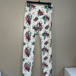 Fit Booty Apparel tropical floral tummy control smooth silhouette leggings L